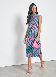 Closet London Tie Front Abstract Print Dress Multicolour  - Image 3