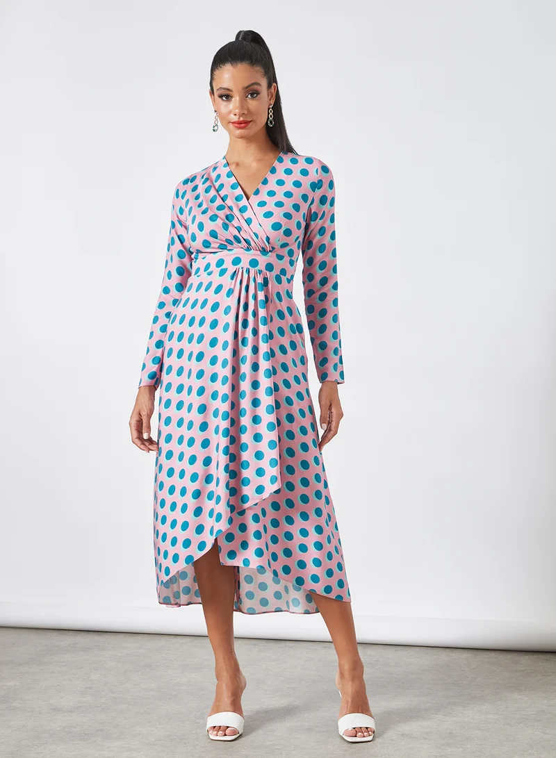 Closet London Polka Dot Wrap Dress