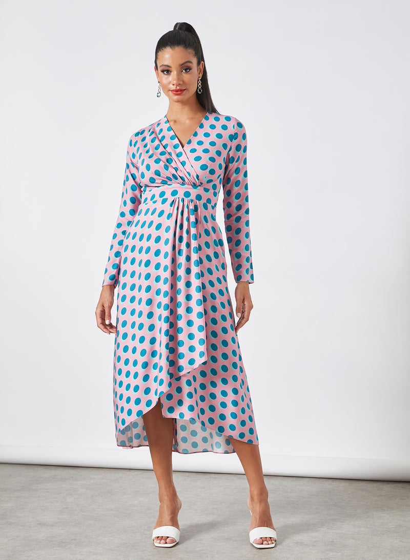 Closet London - Polka Dot Wrap Dress Multicolour - Image 1