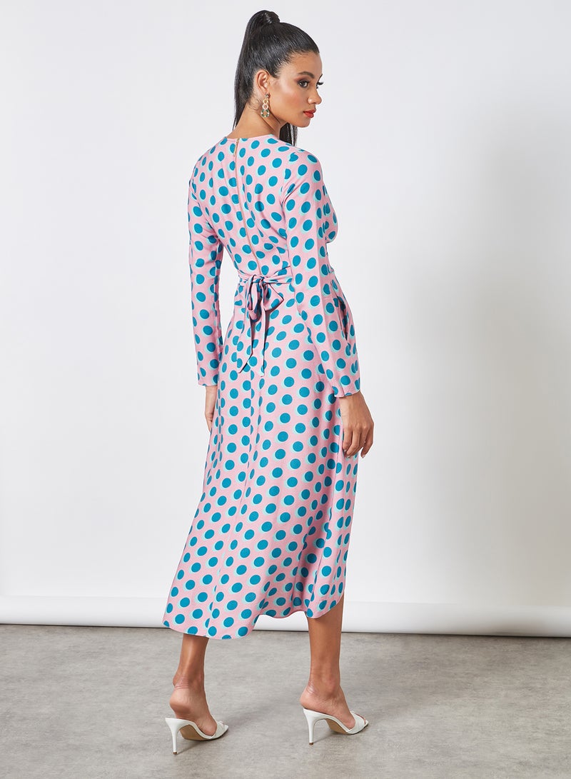 Closet London - Polka Dot Wrap Dress Multicolour - Image 1