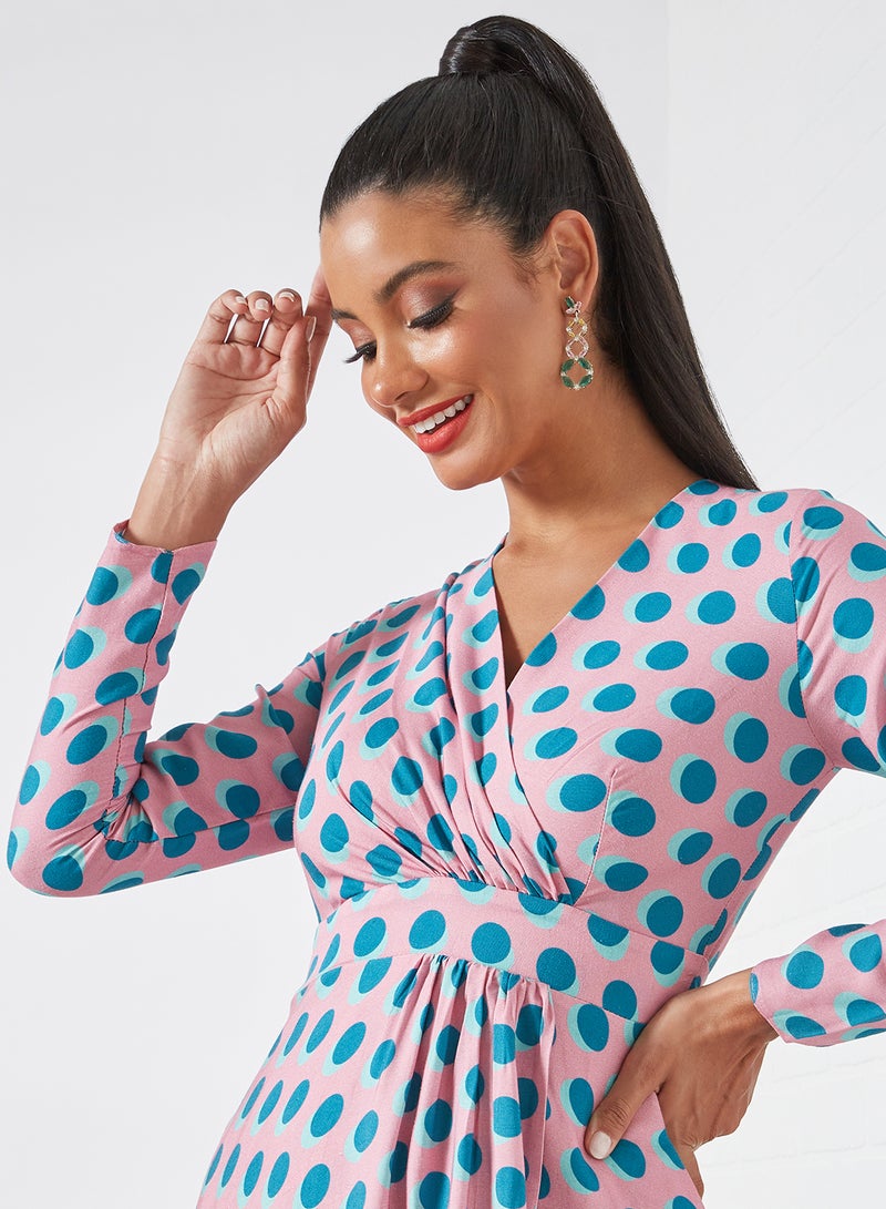 Closet London - Polka Dot Wrap Dress Multicolour - Image 1