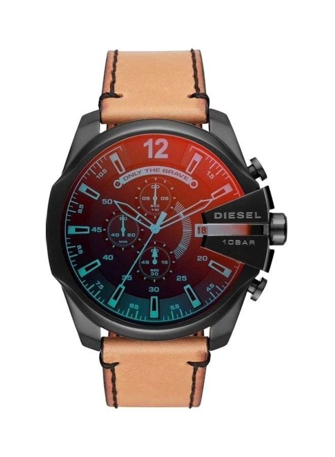 DIESEL Men's Round Shape Leather Band Analog Wrist Watch 51 mm - Brown - DZ4476 - Image 1