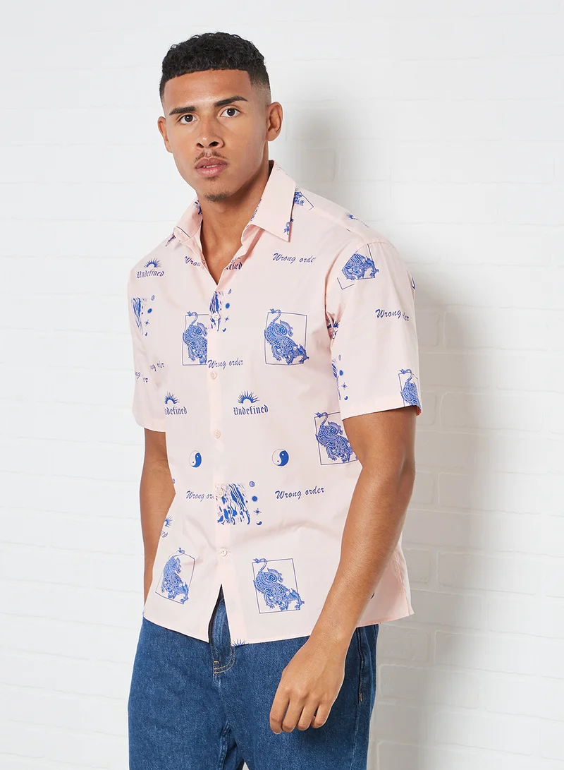 JACK & JONES All-Over Print Shirt Strawberry cream