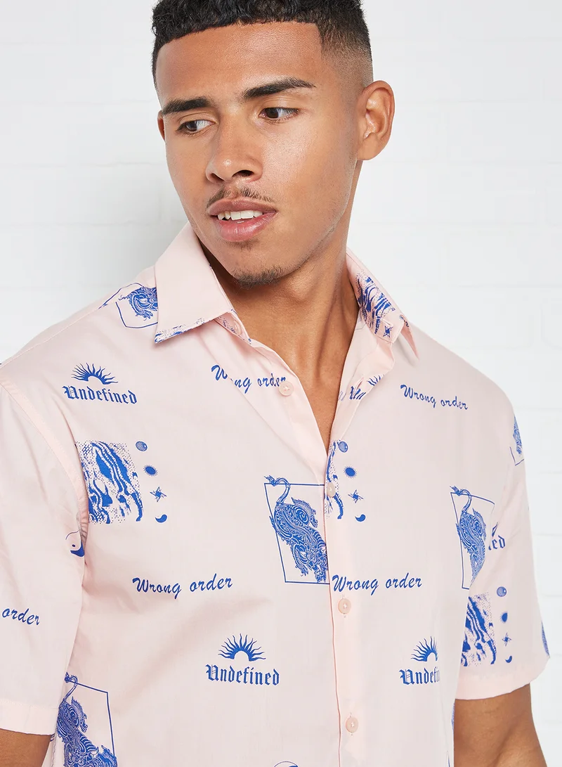 JACK & JONES All-Over Print Shirt Strawberry cream