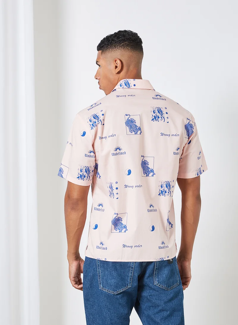 JACK & JONES All-Over Print Shirt Strawberry cream