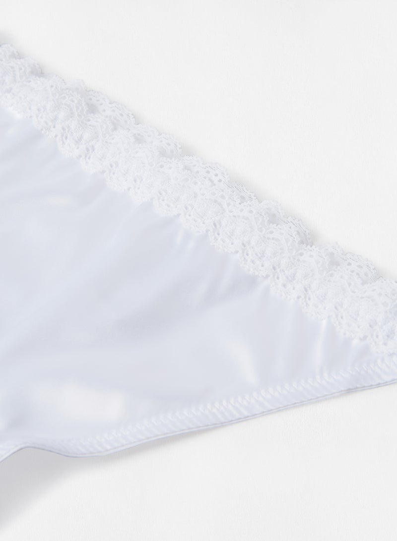 NA-KD - Lace Edge Thong Bottoms White - Image 1