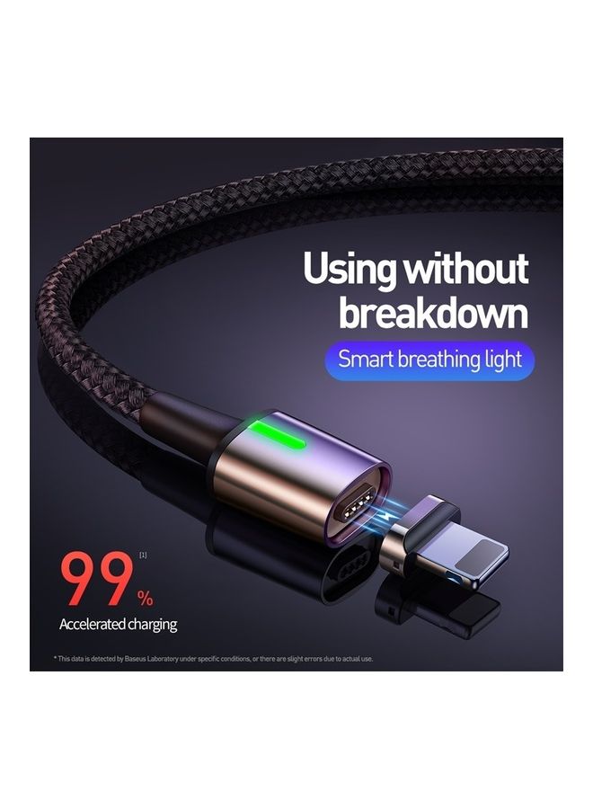 Baseus - Magnetic Charging Cable 3A Fast Charging, 3 in 1 Magnetic Heads with USB Data Transfer 480 Mbps, Nylon Braided Compatible with Android, iPhone, Samsung, Type C - 1m / Silver/Black - Image 1