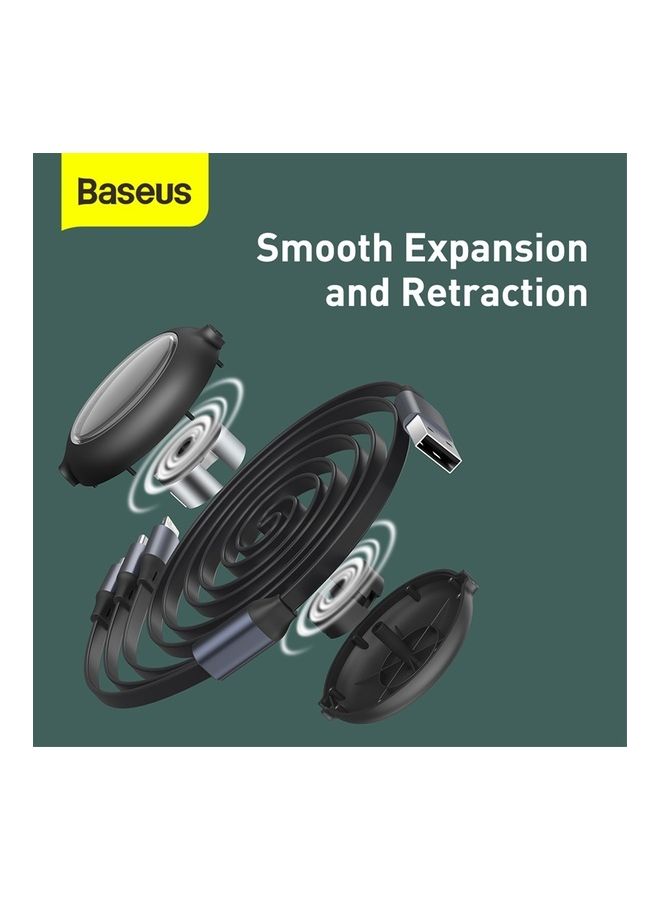 Baseus Retractable 3 in 1 Cable 1.2M, USB to Lightning Cable for iPhone 14 Pro Max Data Transfer and Charging for iPhone 13/12/11 Pro Max XS XR 8 Plus/ Micro Type C Fast Charging for Huawei Samsung Black  - Image 5