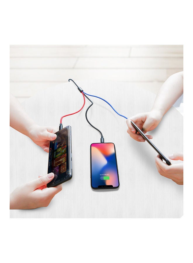 Baseus Three Primary Colors 3 in 1 Charging Cable (1.2M / 4FT) Nylon Braided, Charging cable iPhone and Charging cable for android, Compatible for Tablet iPad Smartphone, Micro USB Type-C (Black) Black  - Image 2