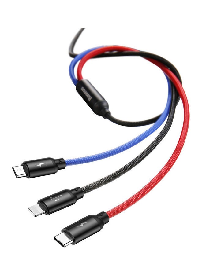 Baseus Three Primary Colors 3 in 1 Charging Cable (1.2M / 4FT) Nylon Braided, Charging cable iPhone and Charging cable for android, Compatible for Tablet iPad Smartphone, Micro USB Type-C (Black) Black  - Image 3