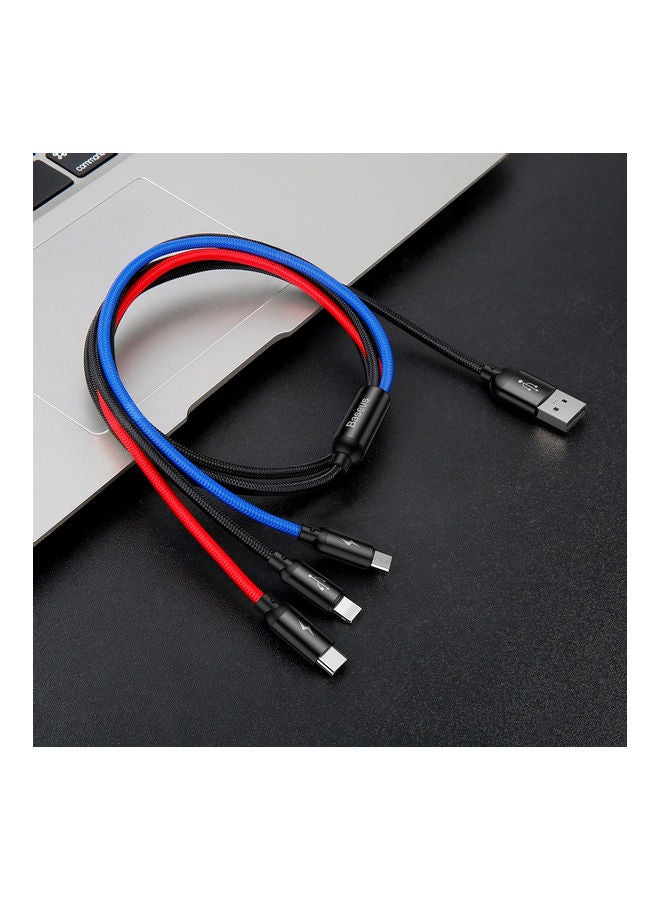 Baseus Three Primary Colors 3 in 1 Charging Cable (1.2M / 4FT) Nylon Braided, Charging cable iPhone and Charging cable for android, Compatible for Tablet iPad Smartphone, Micro USB Type-C (Black) Black  - Image 5