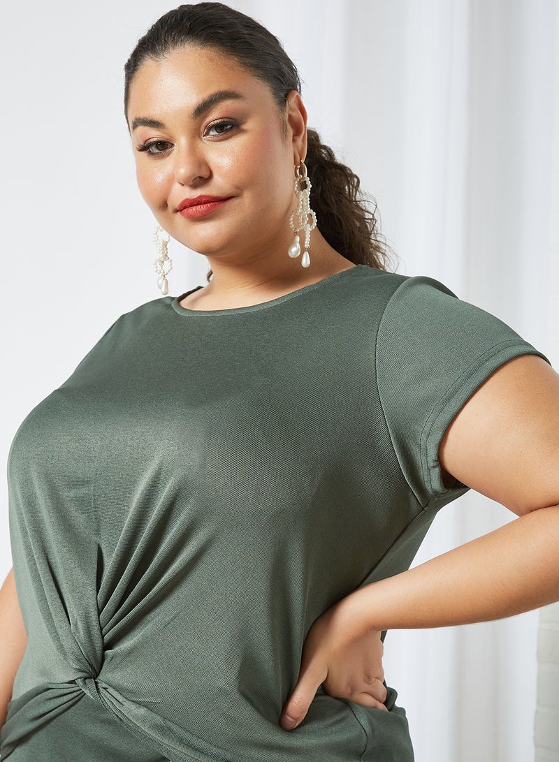 VERO MODA - Curve Knotted Front Top Olive - Image 1