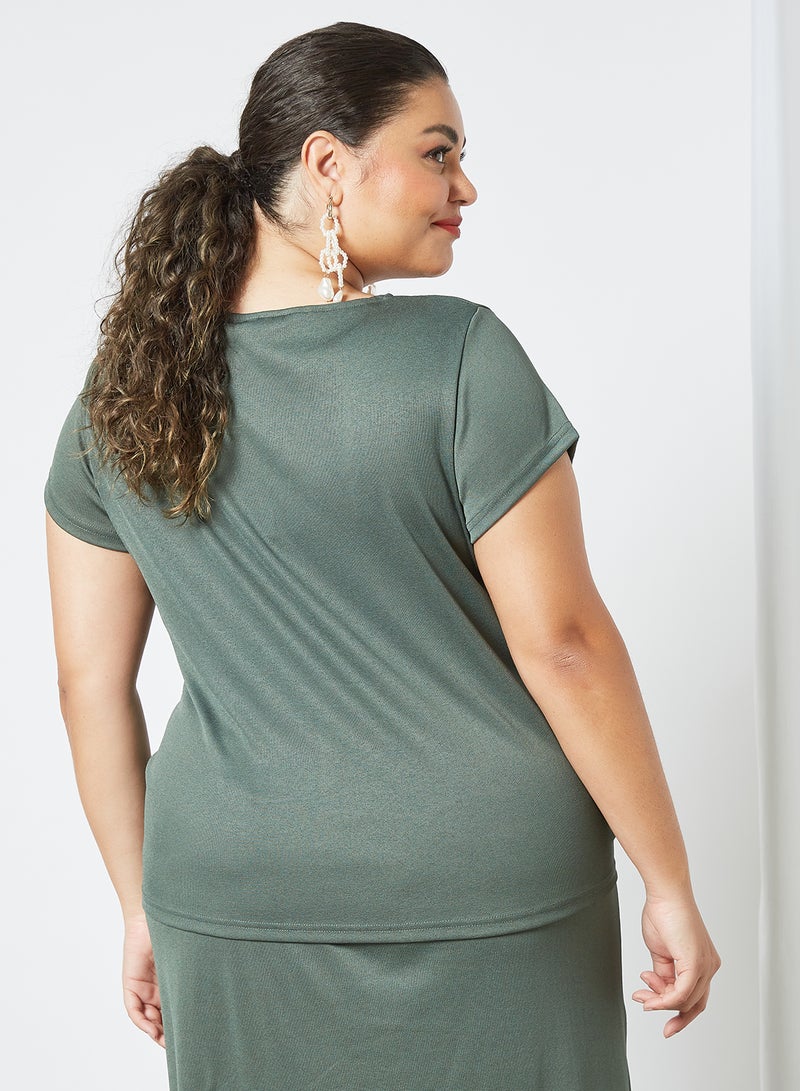 VERO MODA - Curve Knotted Front Top Olive - Image 1