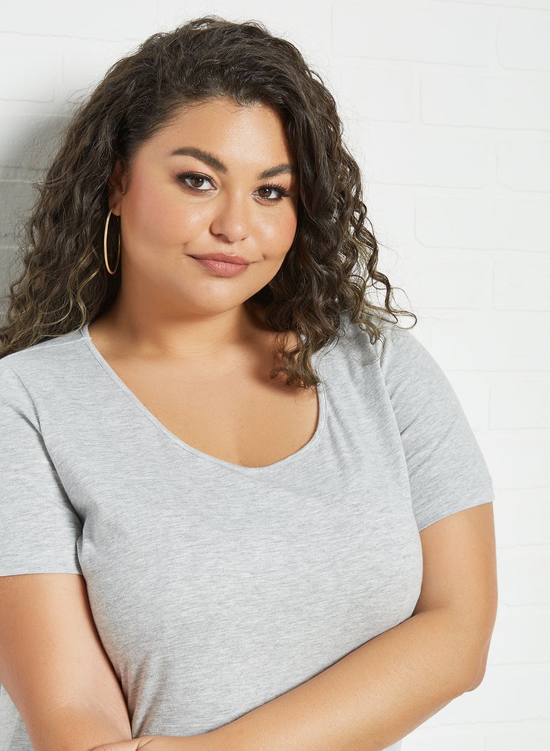 VERO MODA - Curve Solid T-Shirt Grey - Image 1