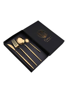 4-Piece Simple Flatware Set Gift Set Golden Brown