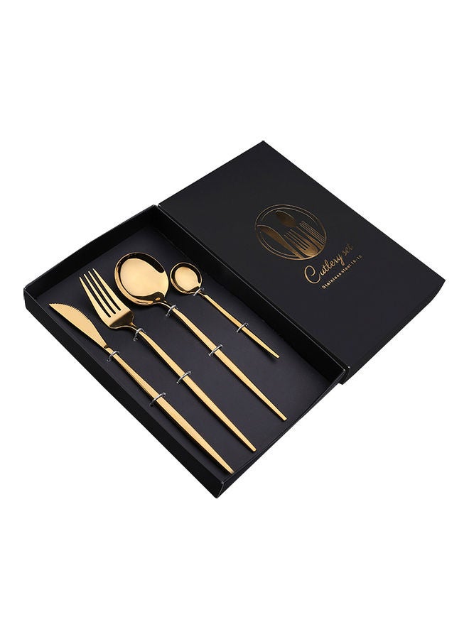 Generic - 4-Piece Simple Flatware Set Gift Set Golden Brown - Image 1