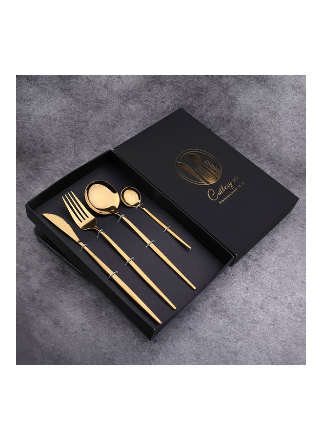 Generic - 4-Piece Simple Flatware Set Gift Set Golden Brown - Image 1