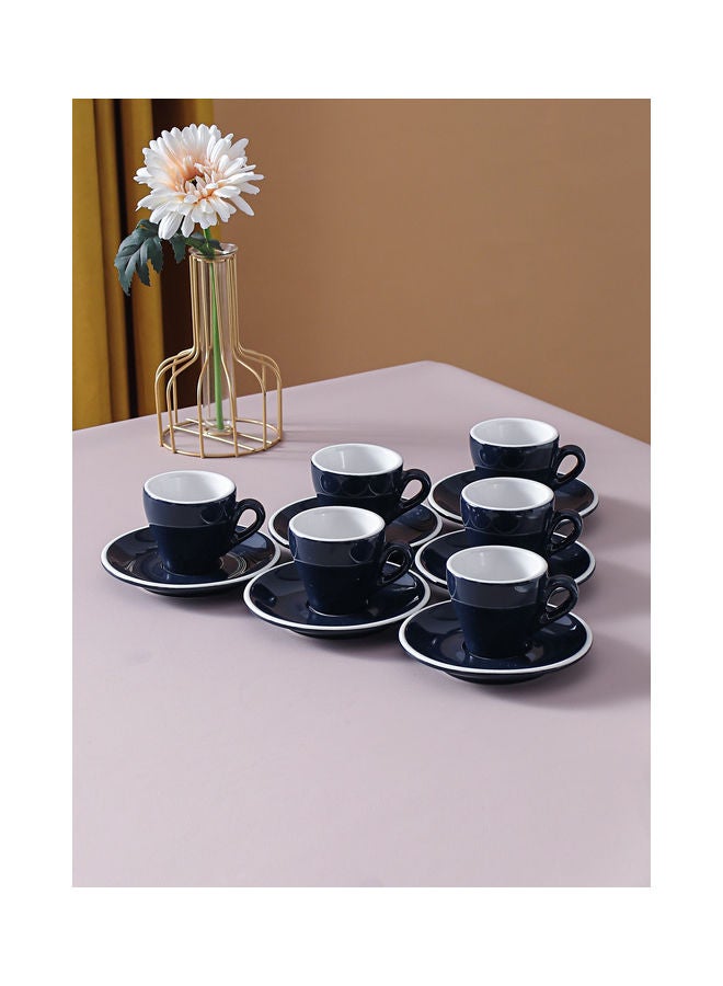 Shuer Ceramic Coffee Cup And Saucer Set Blue 80ml  - Image 3