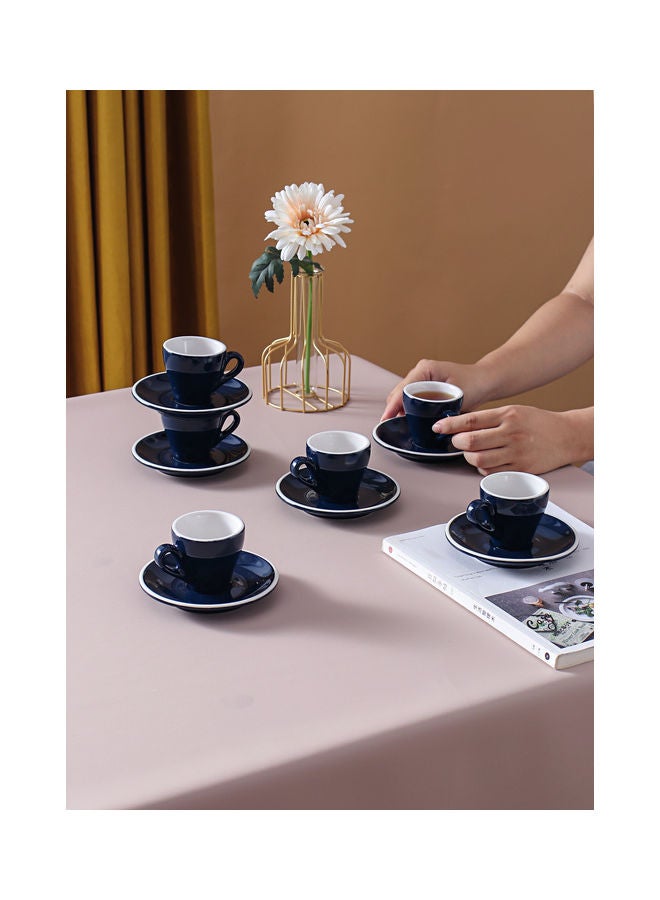 Shuer Ceramic Coffee Cup And Saucer Set Blue 80ml  - Image 4