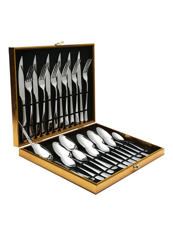 24-Piece Stainless Steel Durable Flatware Set Silver