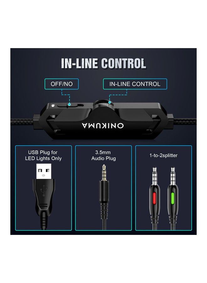 onikuma X11 Wired Headphones Black - Image 4