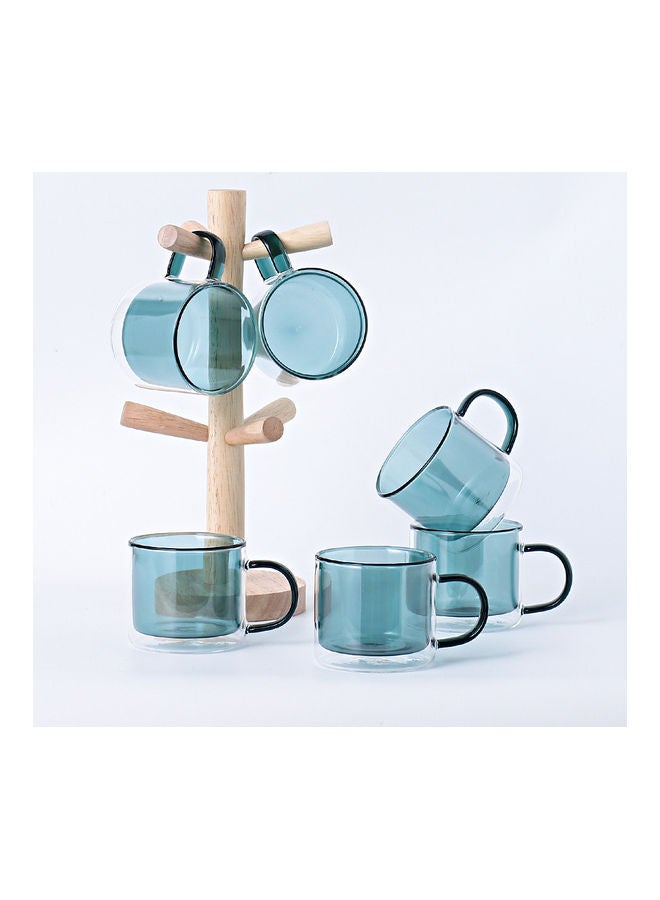 Shuer 6-Piece Double Layer Glass Set With Wooden Frame Green