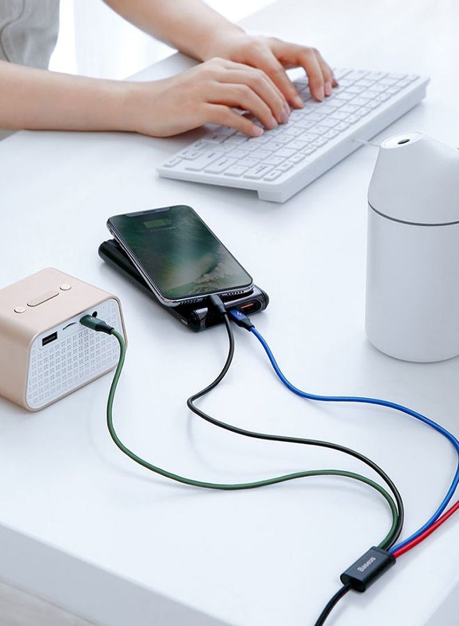 4-In-1 Data Sync Cable For IP(2) With Type-C And Micro 3.5A 1.2 meter Multicolour