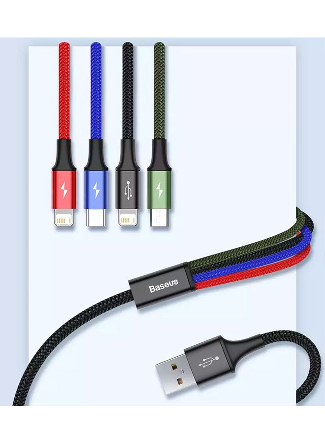 4-In-1 Data Sync Cable For IP(2) With Type-C And Micro 3.5A 1.2 meter Multicolour