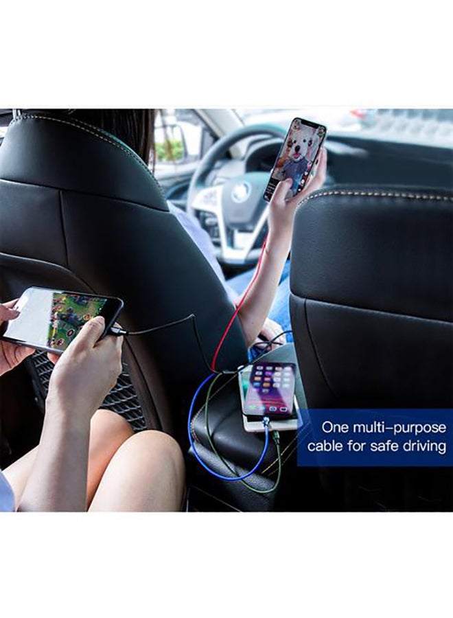 4-In-1 Data Sync Cable For IP(2) With Type-C And Micro 3.5A 1.2 meter Multicolour