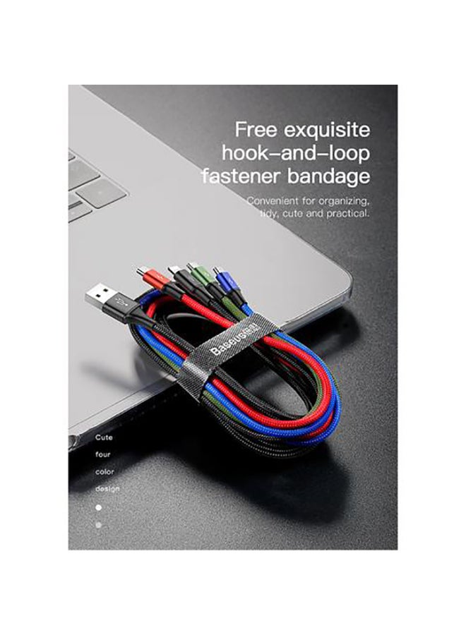 4-In-1 Data Sync Cable For IP(2) With Type-C And Micro 3.5A 1.2 meter Multicolour