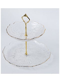 Shuer Two-layer Golden Edge Cake Stand transparent  - Image 2