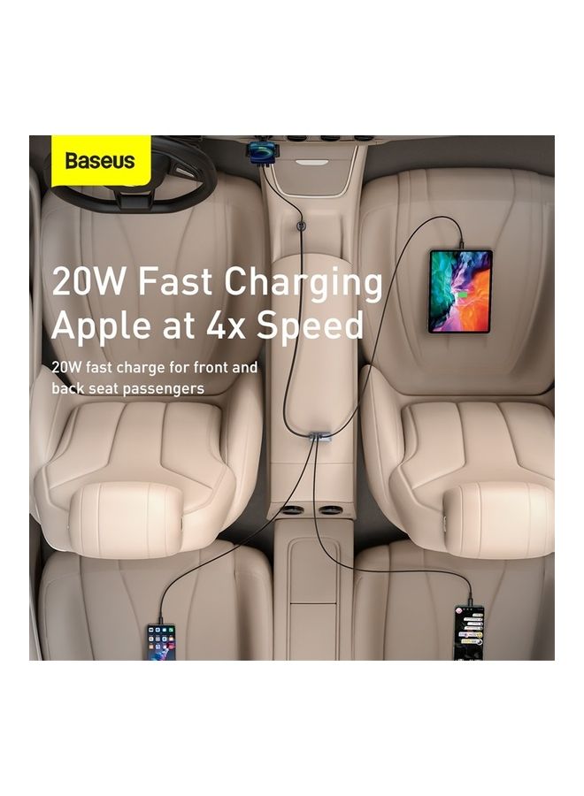 Baseus 120W Multi USB Car Charger [QC3.0 & PD 3.0] 30Wx4 Ports Fast Car Charger USB C for Phones/Tablets/Switch, 5FT Cable for Back Seat Charging -CCBT (2 USB + 2 TYPE C)  - Image 3