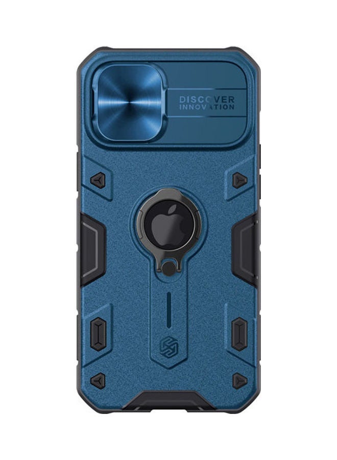Nillkin CamShield Armor Case With Ring Kick Stand and Apple Logo Cutout For iPhone 12 Pro Max Blue  - Image 1