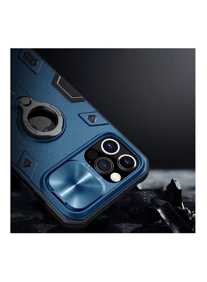 Nillkin CamShield Armor Case With Ring Kick Stand and Apple Logo Cutout For iPhone 12 Pro Max Blue  - Image 3