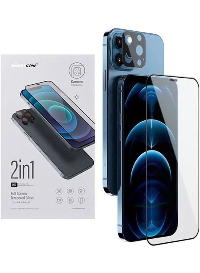 Nillkin 2-in-1 HD Full Screen Tempered Glass Protector For Apple iPhone 12 Pro Max Black - Image 1