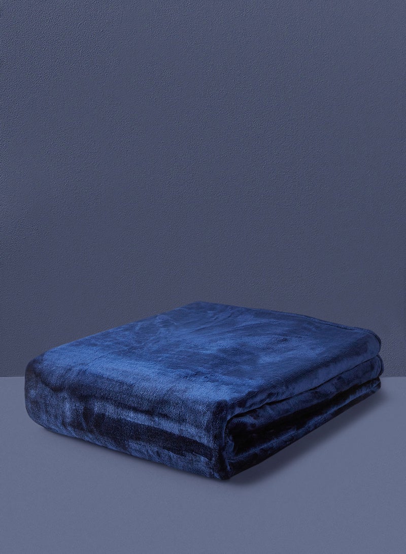 Noon East - Lightweight Summer Blanket King Size 310 GSM Extra Soft Fleece All Season Blanket Bed And Sofa Throw Dark Blue 220 x 230cm - Image 1