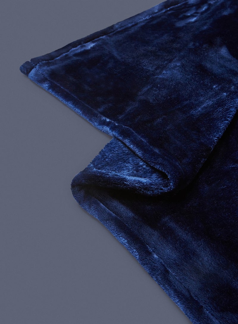 Noon East - Lightweight Summer Blanket King Size 310 GSM Extra Soft Fleece All Season Blanket Bed And Sofa Throw Dark Blue 220 x 230cm - Image 1
