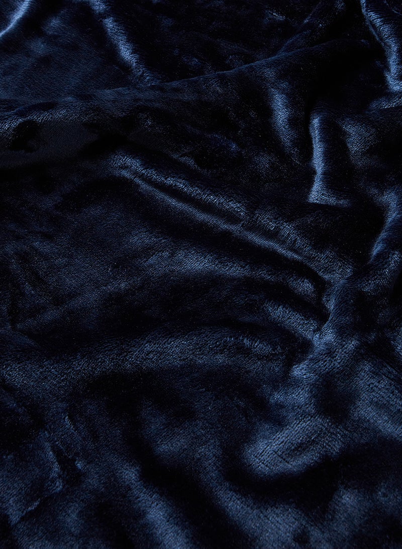 Noon East - Lightweight Summer Blanket King Size 310 GSM Extra Soft Fleece All Season Blanket Bed And Sofa Throw Dark Blue 220 x 230cm - Image 1