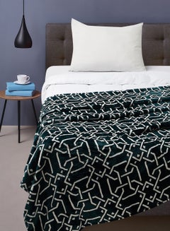Lightweight Summer Blanket Queen Size 440 GSM Printed Extra Soft Fleece All Season Blanket Bed And Sofa Throw Teal Lattice 150 x 200cm