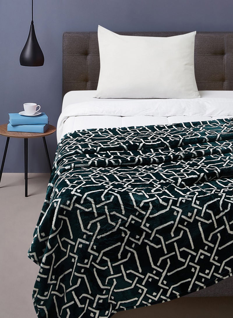 Noon East - Lightweight Summer Blanket Queen Size 440 GSM Printed Extra Soft Fleece All Season Blanket Bed And Sofa Throw Teal Lattice 150 x 200cm - Image 1