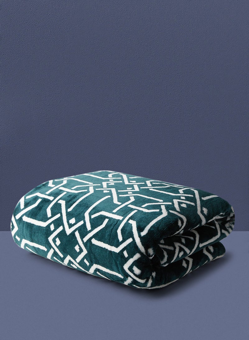 Noon East - Lightweight Summer Blanket Queen Size 440 GSM Printed Extra Soft Fleece All Season Blanket Bed And Sofa Throw Teal Lattice 150 x 200cm - Image 1
