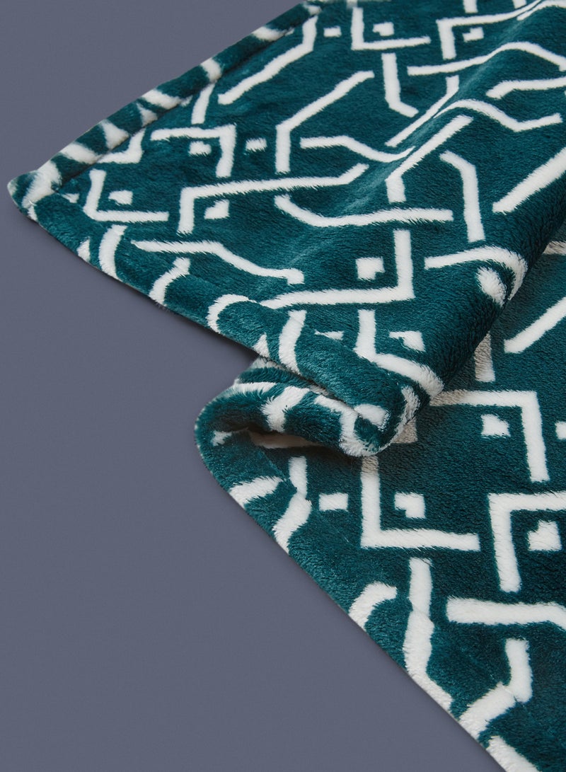Noon East - Lightweight Summer Blanket Queen Size 440 GSM Printed Extra Soft Fleece All Season Blanket Bed And Sofa Throw Teal Lattice 150 x 200cm - Image 1