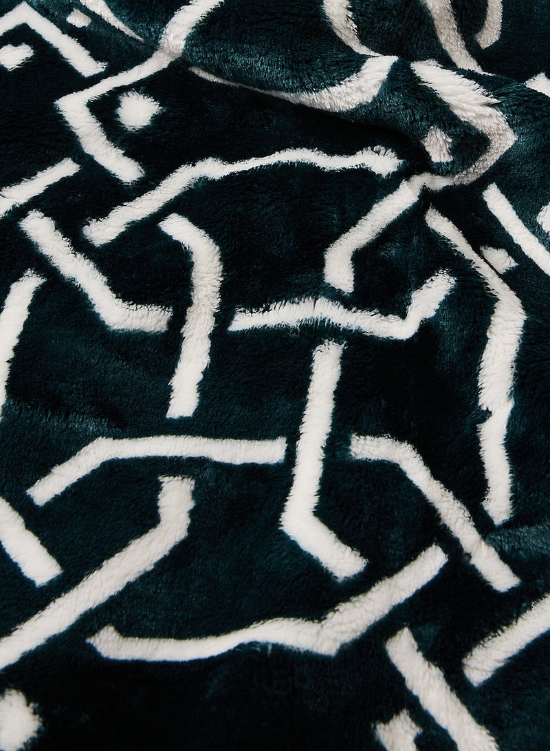 Noon East - Lightweight Summer Blanket Queen Size 440 GSM Printed Extra Soft Fleece All Season Blanket Bed And Sofa Throw Teal Lattice 150 x 200cm - Image 1