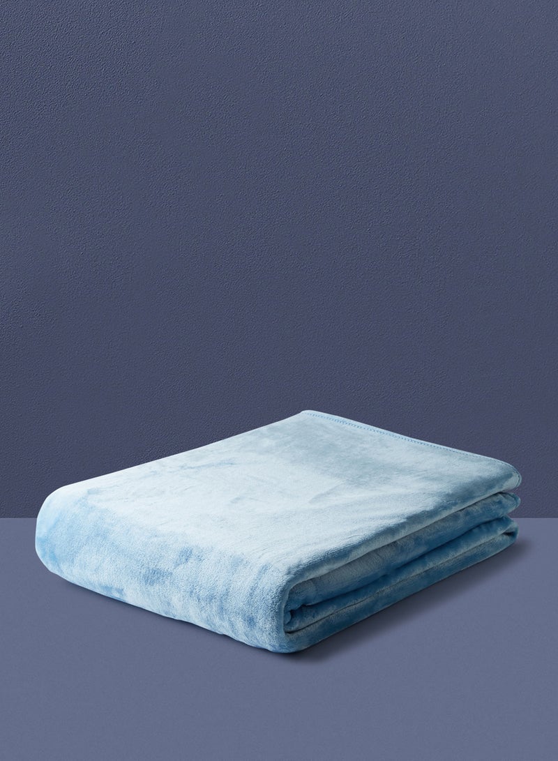 Noon East - Lightweight Summer Blanket Queen Size 310 GSM Extra Soft Fleece All Season Blanket And Sofa Throw Blue 150 x 200cm - Image 1