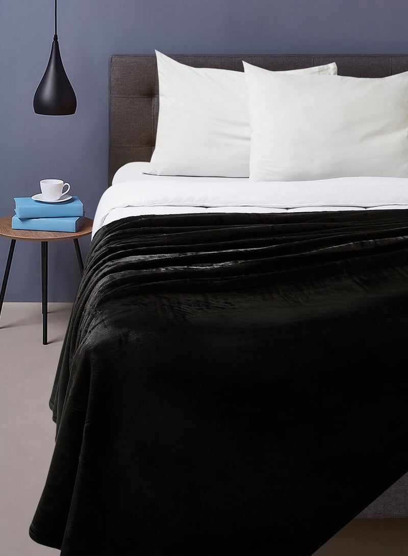 Lightweight Summer Blanket Queen Size 310 GSM Extra Soft Fleece All Season Blanket And Sofa Throw Black 150 x 200cm