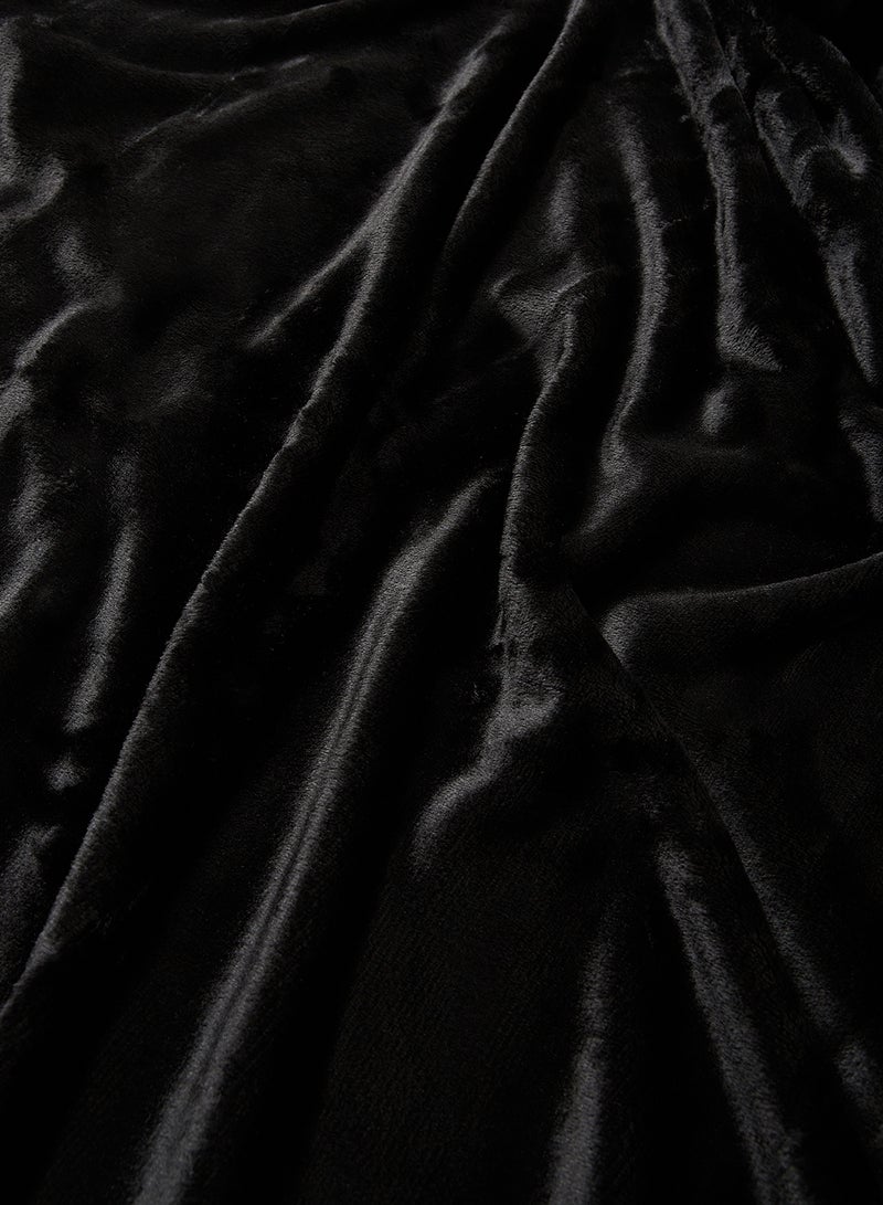 Lightweight Summer Blanket Queen Size 310 GSM Extra Soft Fleece All Season Blanket And Sofa Throw Black 150 x 200cm