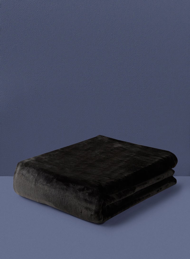 Noon East - Lightweight Summer Blanket King Size 310 GSM Extra Soft Fleece All Season Blanket Bed And Sofa Throw Black 220 x 230cm - Image 1