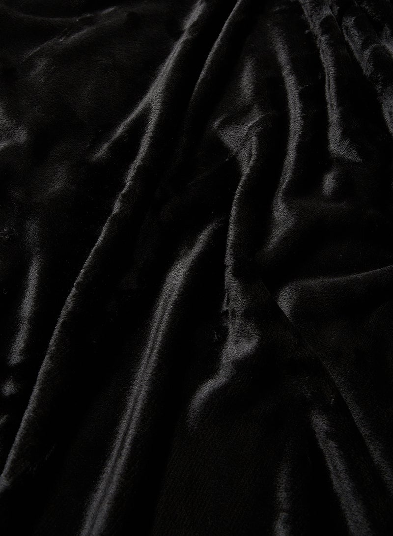 Noon East - Lightweight Summer Blanket King Size 310 GSM Extra Soft Fleece All Season Blanket Bed And Sofa Throw Black 220 x 230cm - Image 1