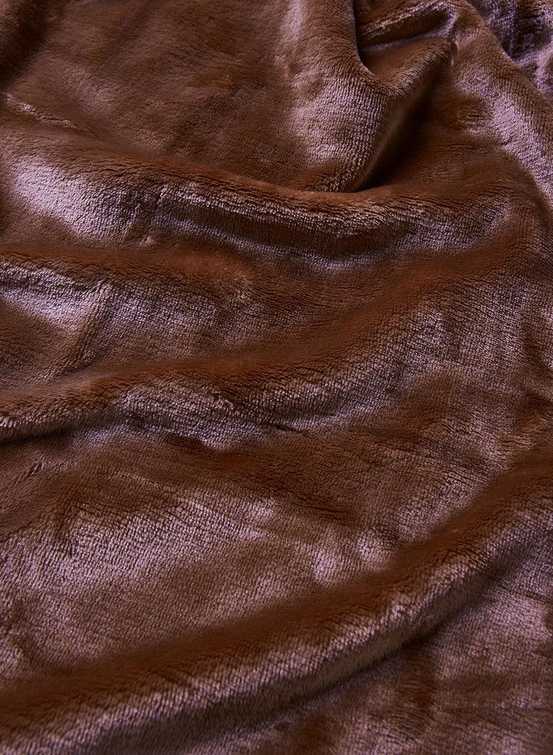 Noon East - Lightweight Summer Blanket King Polyester Size 310 GSM Extra Soft Fleece All Season Blanket Bed And Sofa Throw Brown 220 x 230cm - Image 1