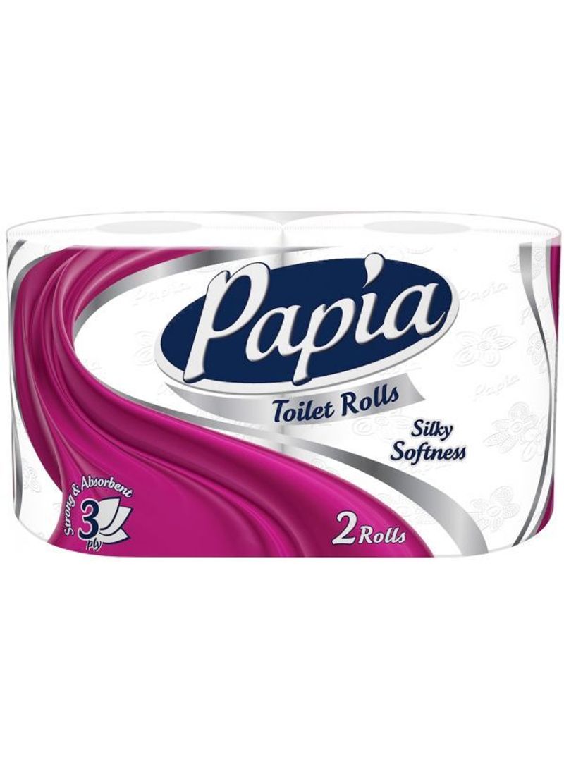 Papia Toilet Rolls Silky Softness - 2 Roll 3 Ply White